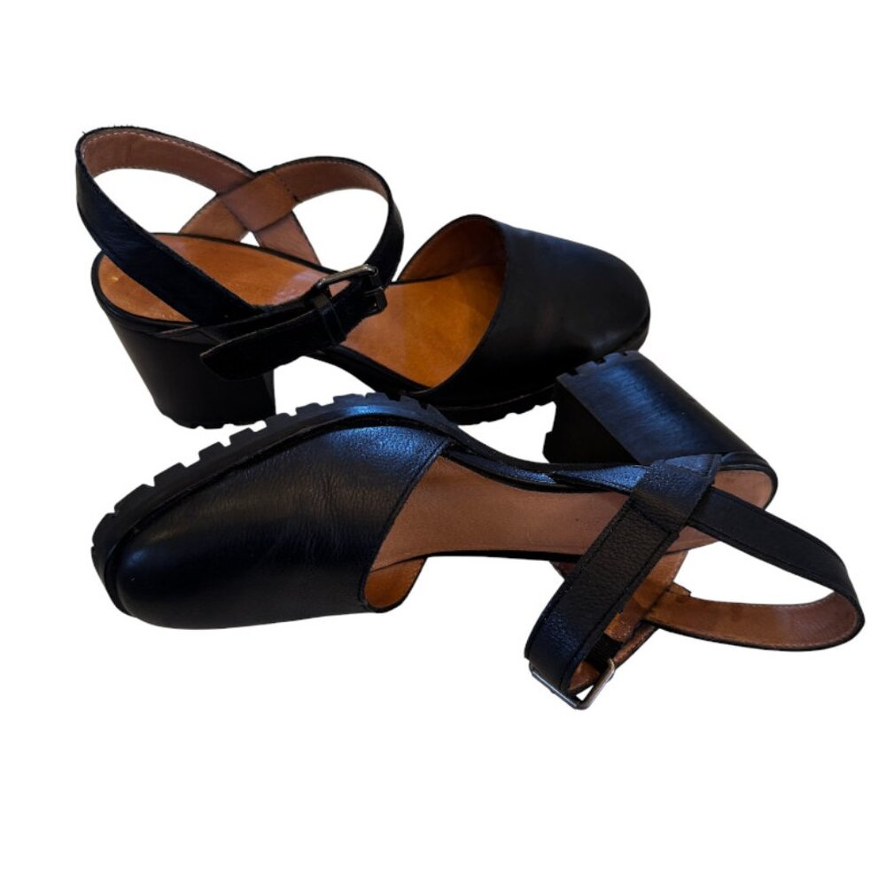 Madewell Claudie Heeled Lugsole Mary Jane Black Leather Slingback 7.5 - Picture 8 of 13